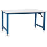 BenchPro ManualHydraulic Lift Workbench, ESD Laminate Top, 1,000 lb Cap., Blue